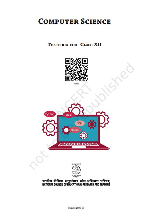 NCERT Computer Science Class 12 Textbook For English Grade XII Code-12130