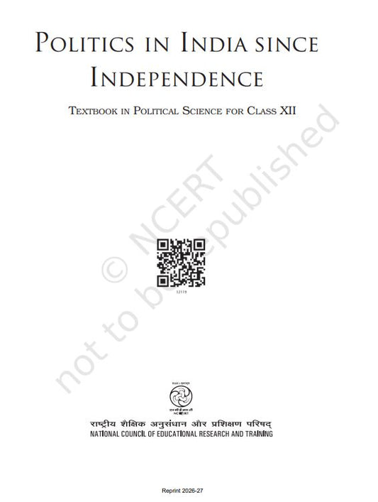 NCERT Politics in India Since Independence Class 12 Textbook For political science Grade XII Code-12119
