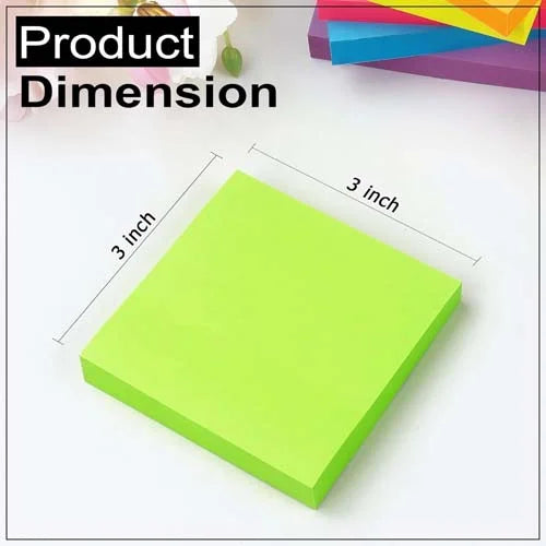 JC Stick Notes Multi Purpose Resuable 3×3 Inch Note Pad Neon Colors Strong Glue for Office School Home