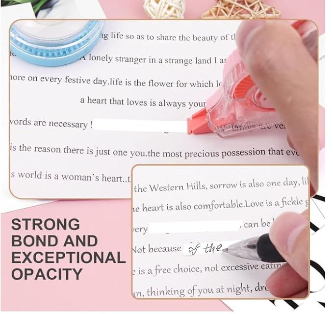 JCC Correction Tape 16 Meter X 3mm Smooth Rolling Stricky Light White Strip Error Correction Tape with Front Cap for Office School Project Assignment