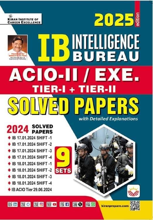 Kiran IB Intelligence Bureau ACIO-II Executive 2025 Tier-1 and 2 Exam Solved Papers 9 Sets English Medium