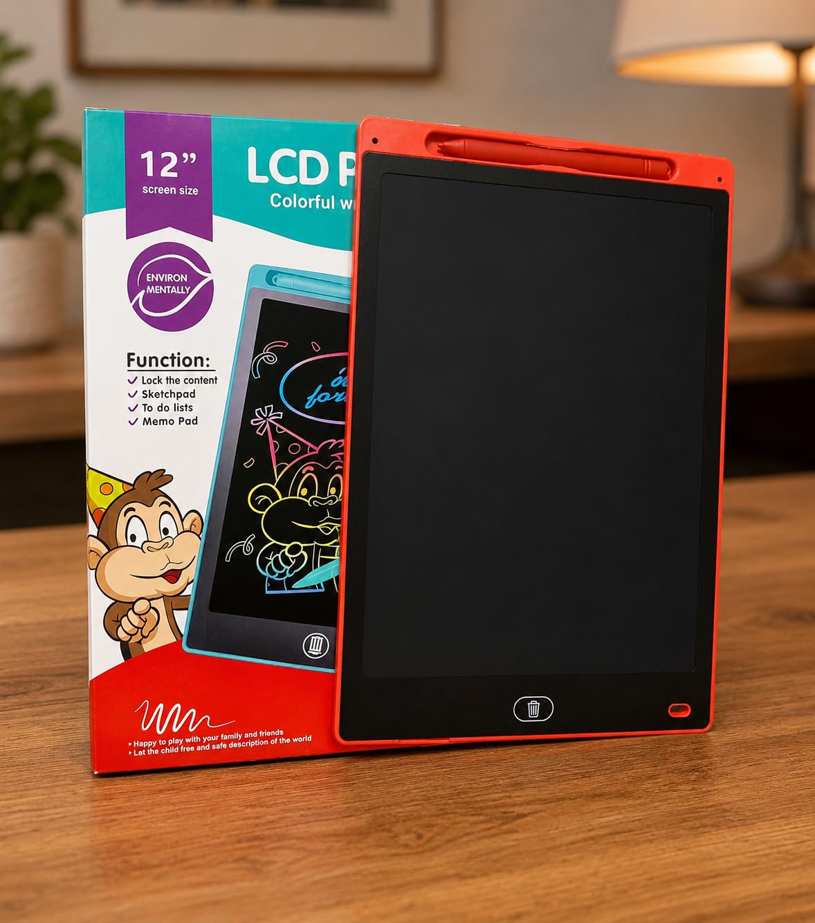 YownBharat 12 Inch LCD Panel Colorful Writing Tablet Digital Drawing Pad with Lock Function Sketchpad Memo Pad for Kids