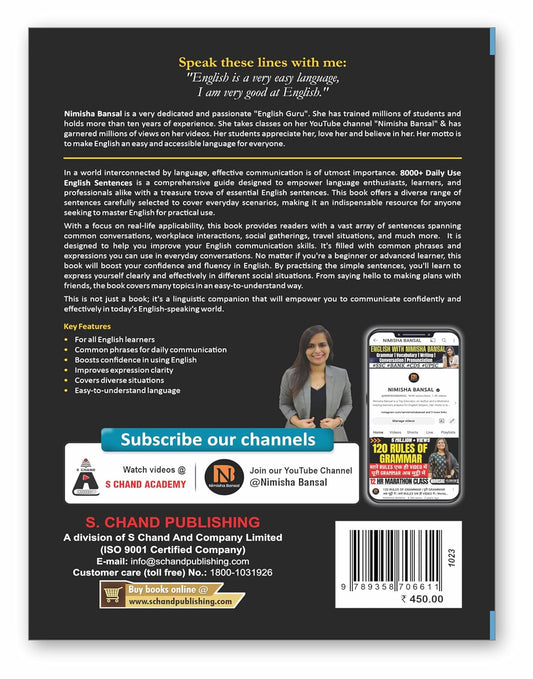 8000+ Daily Use English Sentences By Nimisha Bansal English Guru English Speaking Book Vocabulary Used In Daily Life Latest Syllabus New Pattern Book