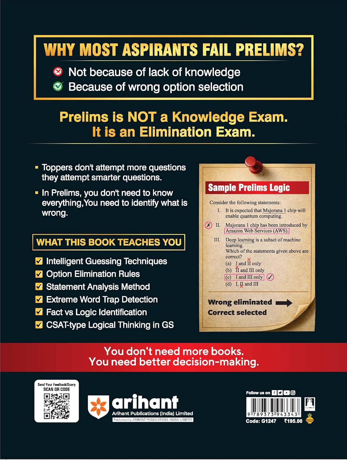 Arihant UPSC Prelims Elimination Method Tips Tricks Techniques By Ameebh Ranjan and Balu Mahendra