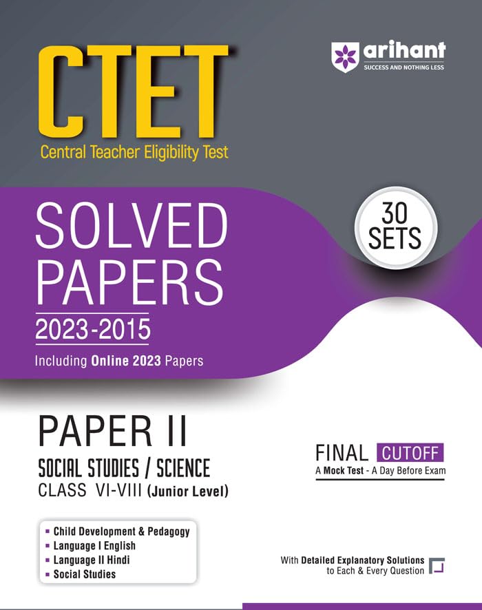 Arihant CTET Solved Papers 2023 to 2015 30 Sets Paper 2 Social Studies ...