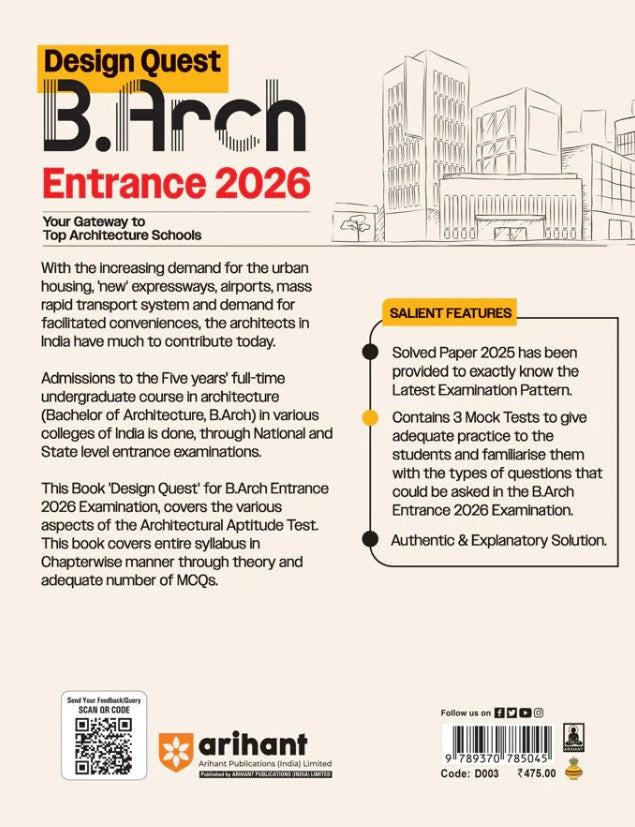 Arihant Design Quest B. Arch Entrance Exam 2026 Solved Paper 2025 with Chapterwise Practice Exercises and Authentic and Explanatory Solution