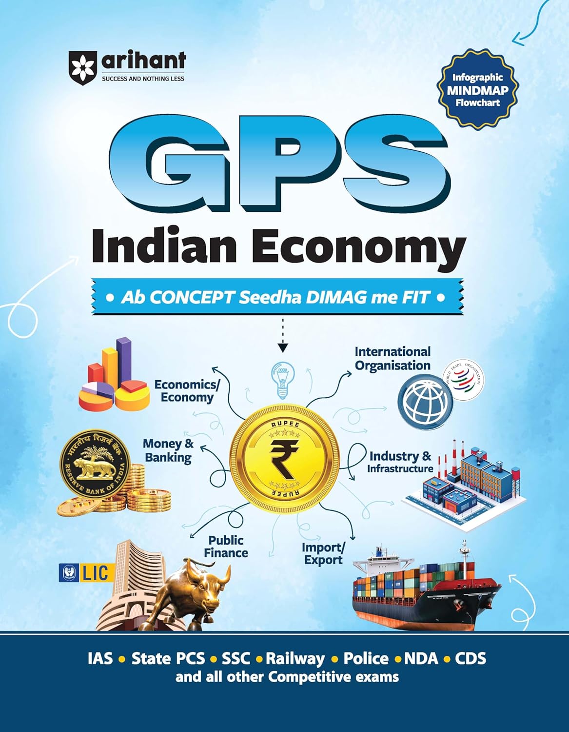 Arihant GPS Indian Economy with Infographics Mindmaps and Flowcharts for UPSC IAS PCS SSC Railway NDA CDS and Other Competitive Exams English Medium