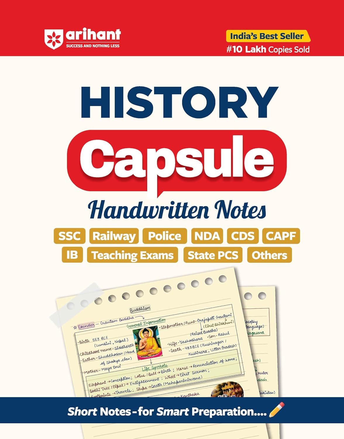 Arihant History Capsule Handwritten Notes English Medium for SSC Railway Police NDA CDS CAPF IB Teaching Exams State PCS and Other Exams