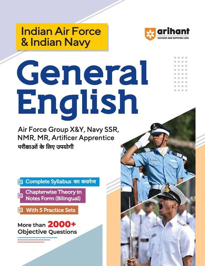 Arihant Indian Air Force And Indian Navy General English Complete Syllabus Coverage and Chapterwise Theory in Notes Form Bilingual With 5 Practice Sets and More than 2000+ Objective Questions