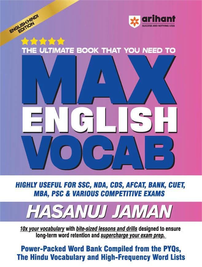Arihant Max English Vocab English Hindi 1st Edition By Hasanuj Jaman The Ultimate English Vocab Book That You Need Highly Useful For SSC NDA CDS Bank and Various Competitive Exams