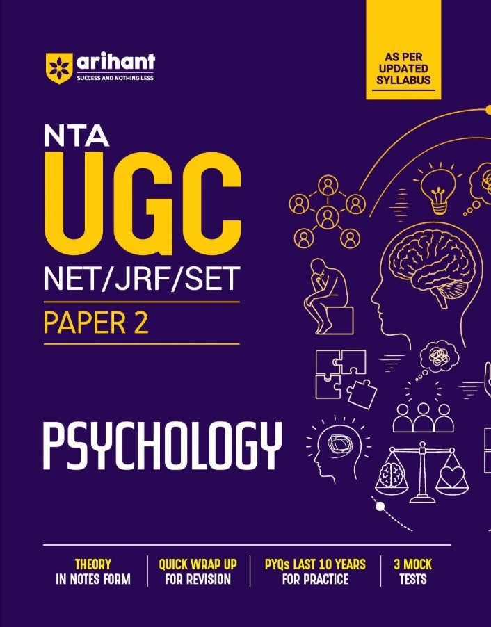 Arihant NTA UGC NET JRF SET Exam Psychology Paper 2 Complete Study Guide as per Updated Syllabus Theory Notes Quick Revision PYQs Last 10 Years for Practice and 3 Mock Tests