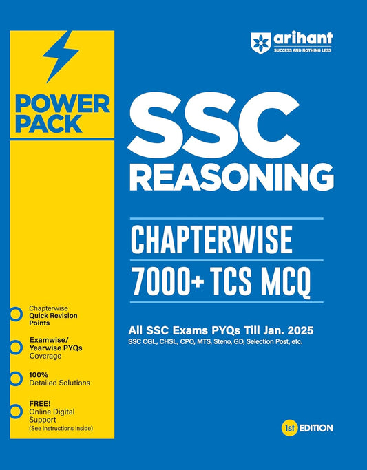 Arihant Power Pack SSC Reasoning Chapterwise 7000+ TCS MCQ All SSC Exams PYQs Till January 2025 English Medium