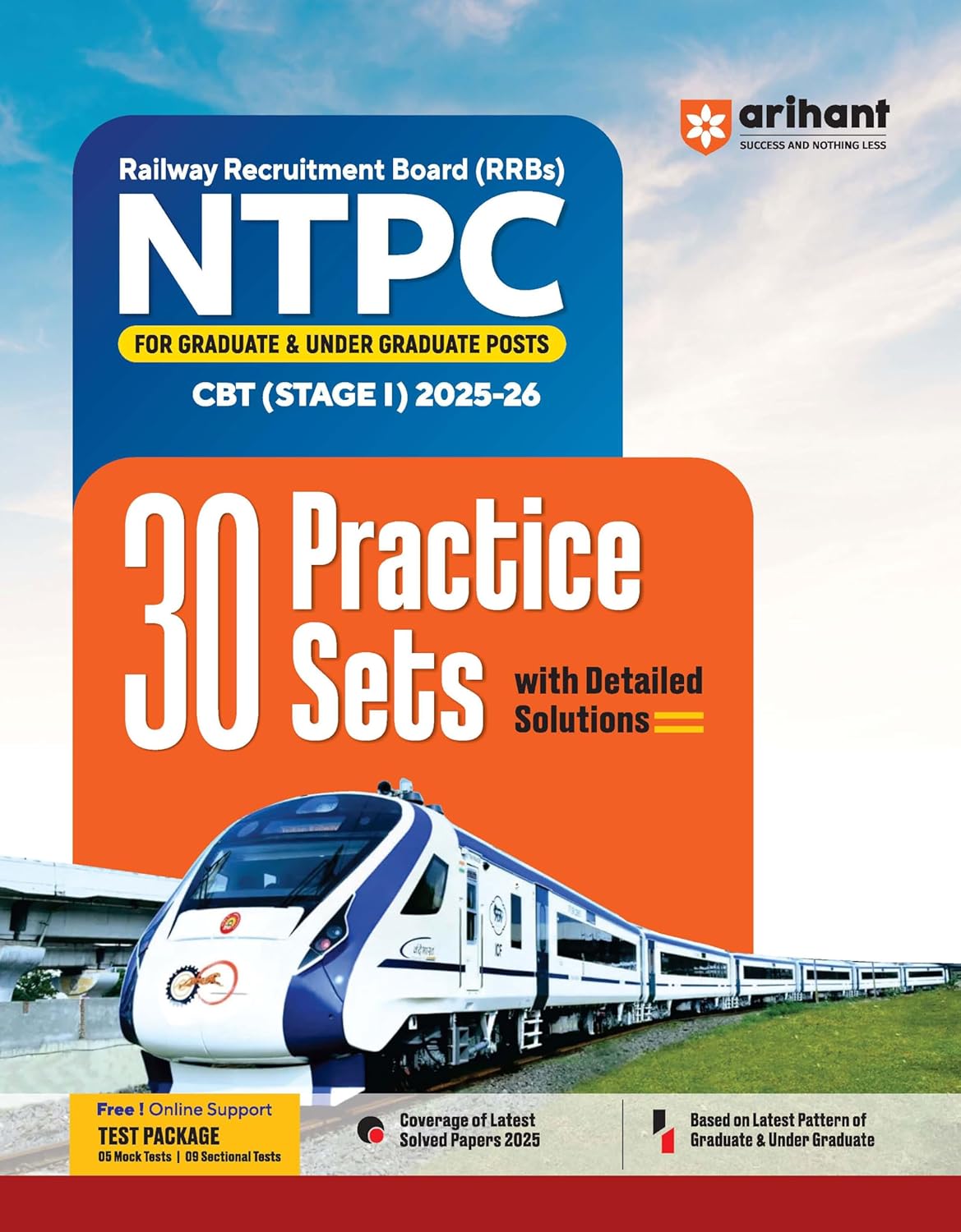 Arihant RRB NTPC Stage-I 2025-2026 CBT Exam 30 Practice Sets English Medium for Graduate and Under Graduate Posts