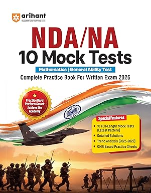 Arihant UPSC NDA NA 2026 10 Mock Tests Complete Practice Book for Mathematics General Ability Test English Medium