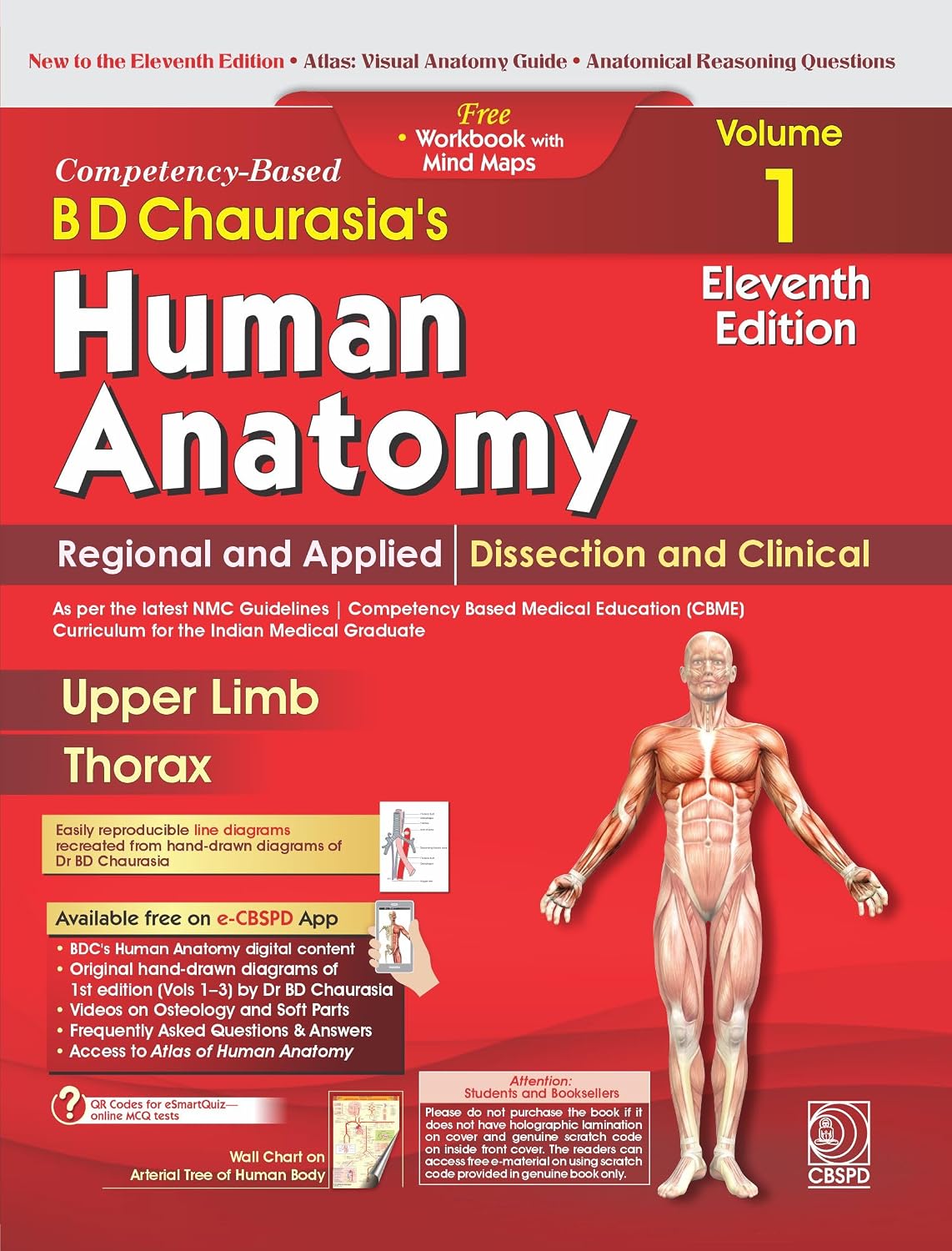 CBS Publishers Human Anatomy Volume 1 Upper Limb Thorax 11th Edition English Medium By B D Chaurasia