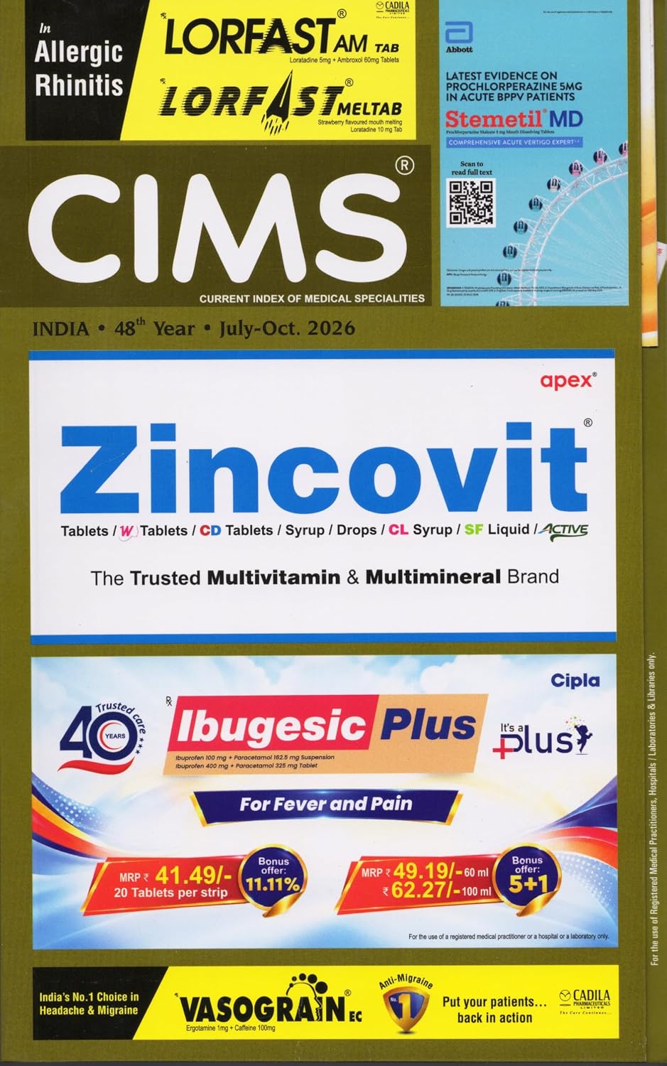 CIMS India July-October 2026 Edition | Current Index of Medical Specialities