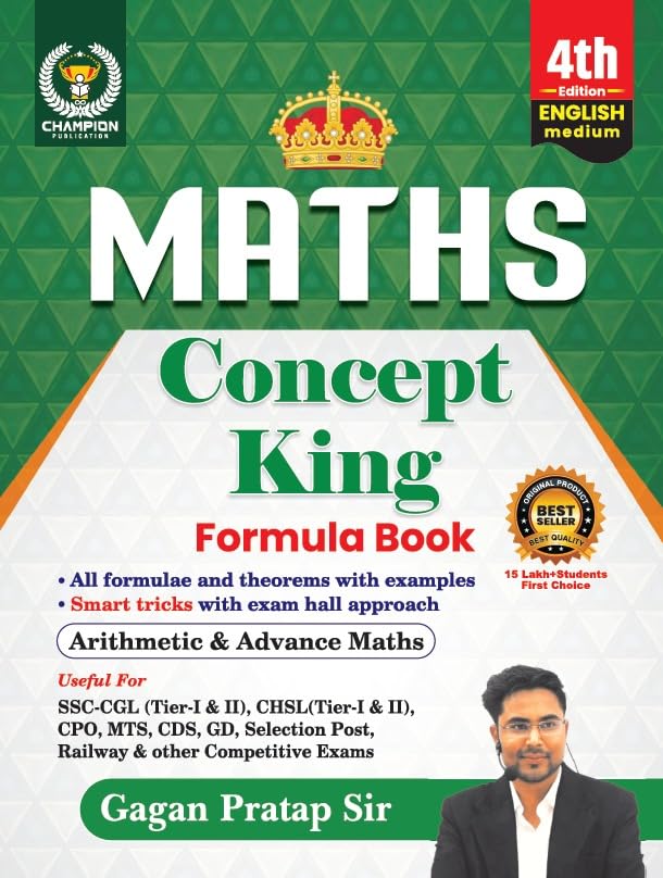 Champion Maths Concept King Formula Book English Medium All Formulas And Theorem and Smart Tricks Arithmetic and Advance Maths Latest 4th Edition By Gagan Pratap Sir