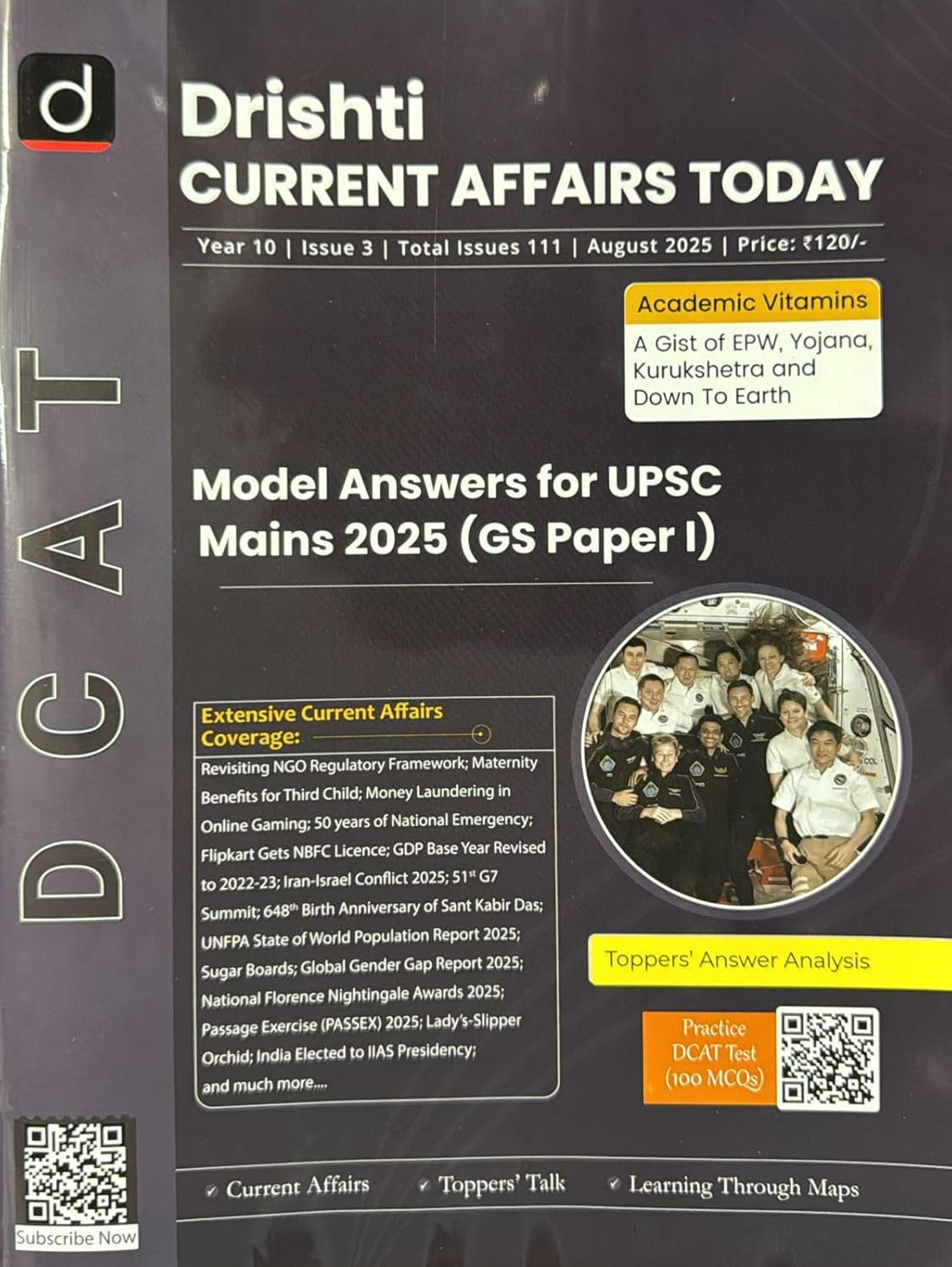 Drishti Current Affairs Today August 2025 English Monthly Magazine IAS DCAT Model Answers For UPSC Mains 2025 GS Paper 1 Special Issue