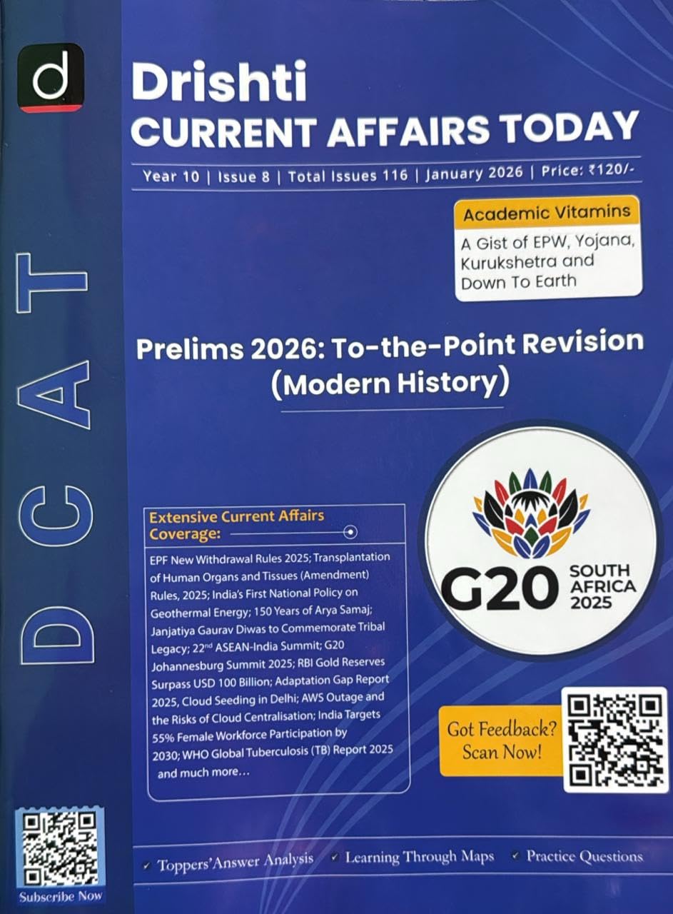 Drishti Current Affairs Today January 2026 English Monthly Magazine Prelims 2026 To the Point Revision Modern History Special Issue