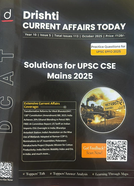 Drishti Current Affairs Today October 2025 English Monthly Magazine Solutions for UPSC CSE Mains 2025