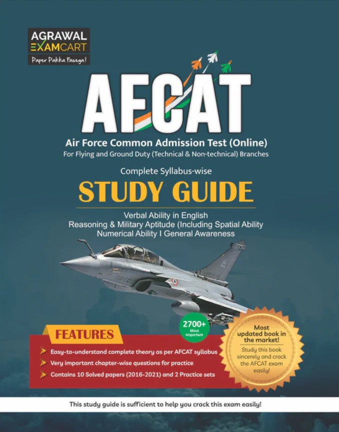 Examcart AFCAT Air force Common Admission Test Complete Syllabus-wise Study Guide book In English