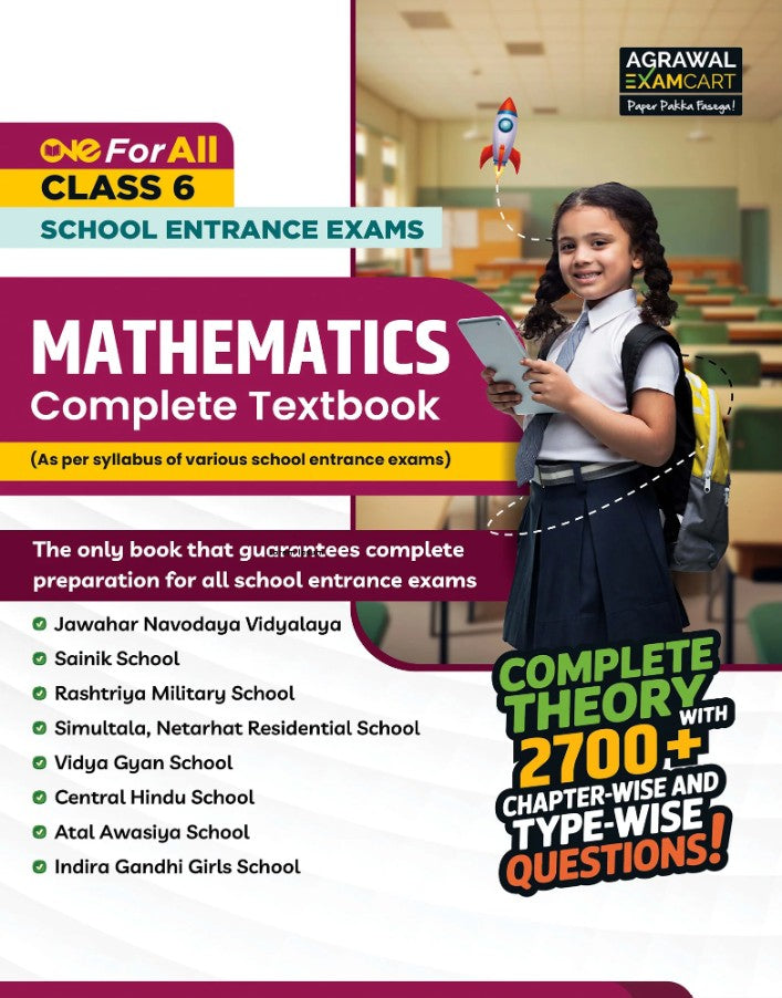 Examcart School Entrance Exam Math Class 6 Complete Textbook For 2026 Exam in English