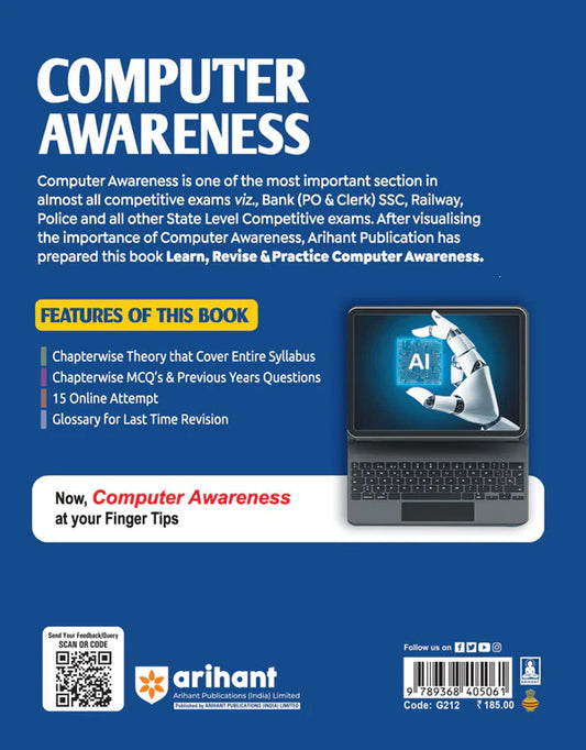 Arihant Computer Awareness UPdated Edition 2025 Exam For 2026 English Medium Useful For UP POLICE CONSTABLE UP LEKHPAL RAILWAY GROUP D SSC BANKING DSSSB State PCS And All Other Examination With Free Khatu Shyam Sticker
