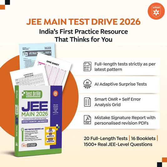 Arihant JEE Main 2026 Test Drive 20 Full-Length Tests for Physics Chemistry And Maths 16 Booklets with 1500+ Questions AI-Adaptive Practice Smart OMR Error Analysis PYQs Latest NTA Pattern With Free Khatu Shyam Sticker