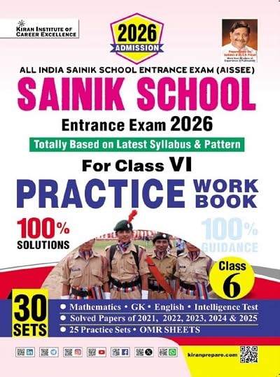 Kiran All India Sainik School Entrance Exam 2026 For Class 6 Practice Work Book 30 Sets English Medium K 5448