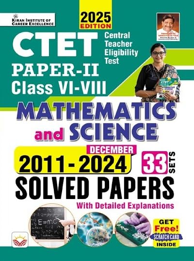 Kiran CTET Paper 2 Class 6 To 8 Mathematics and Science 2011 to December 2024 Solved Papers 33 Sets English Medium K 5259