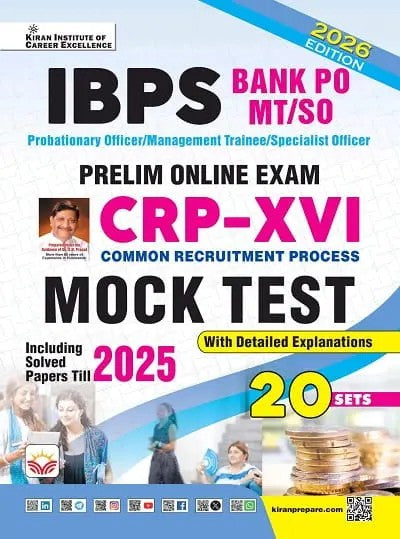 Kiran IBPS Bank PO Prelim Exam CRP XVI Mock Test 20 Sets 2026 Edition English Medium K 6111