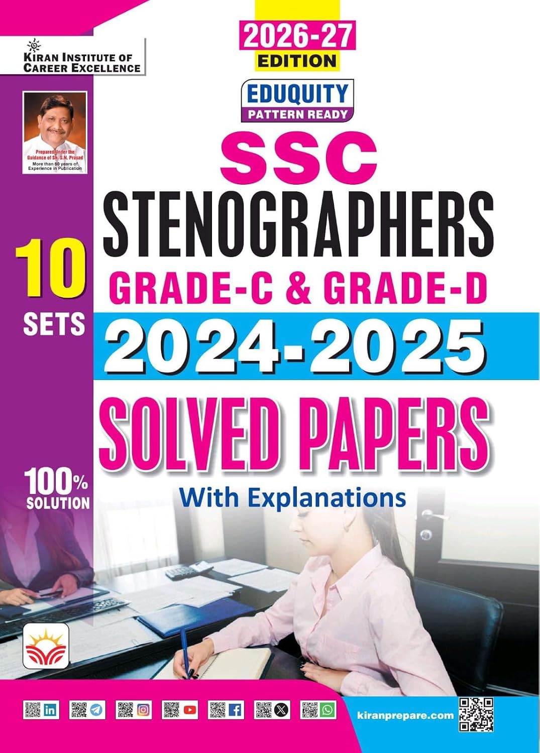 Kiran SSC Stenographers Grade C and D 2024 to 2025 Solved Papers Eduquity Pattern Ready 2026 2027 Edition English Medium K 6168