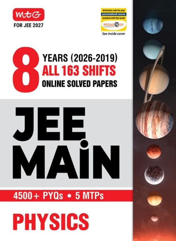 MTG JEE Main 8 Years 2026 to 2019 PYQs Physics All 163 Shift Previous Years Solved Papers For JEE Main 2027 Exams