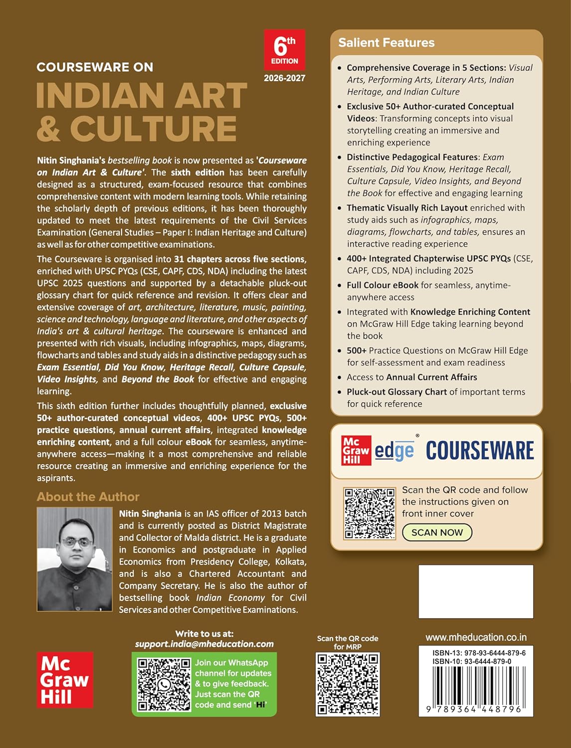 Mc Graw Hill Courseware on Indian Art and Culture Courseware By Nitin Singhania IAS Latest 6th Edition 2026 2027 In English