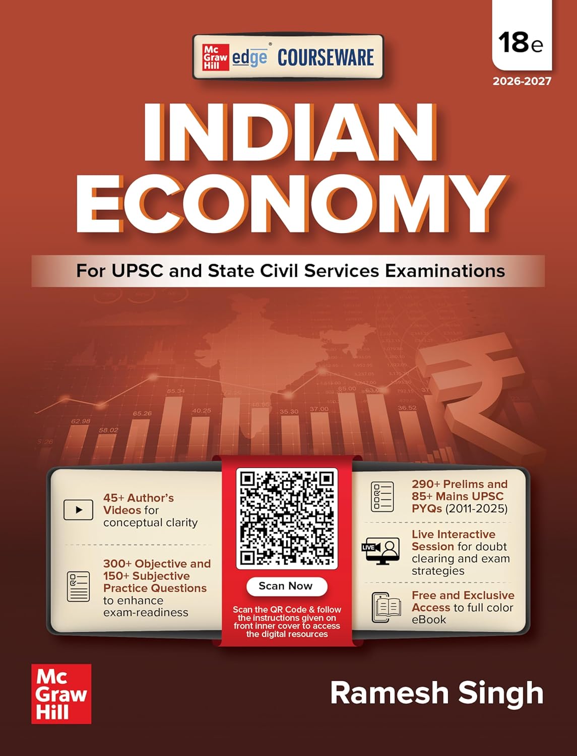 Mc Graw Hill Indian Economy Courseware 18th Edition by Ramesh Singh for UPSC CSE Civil Services Exam Prelims and Mains 290+ Solved Online Prelims PYQs 2011–2025 85+ Online Mains PYQs 2011 to 2025