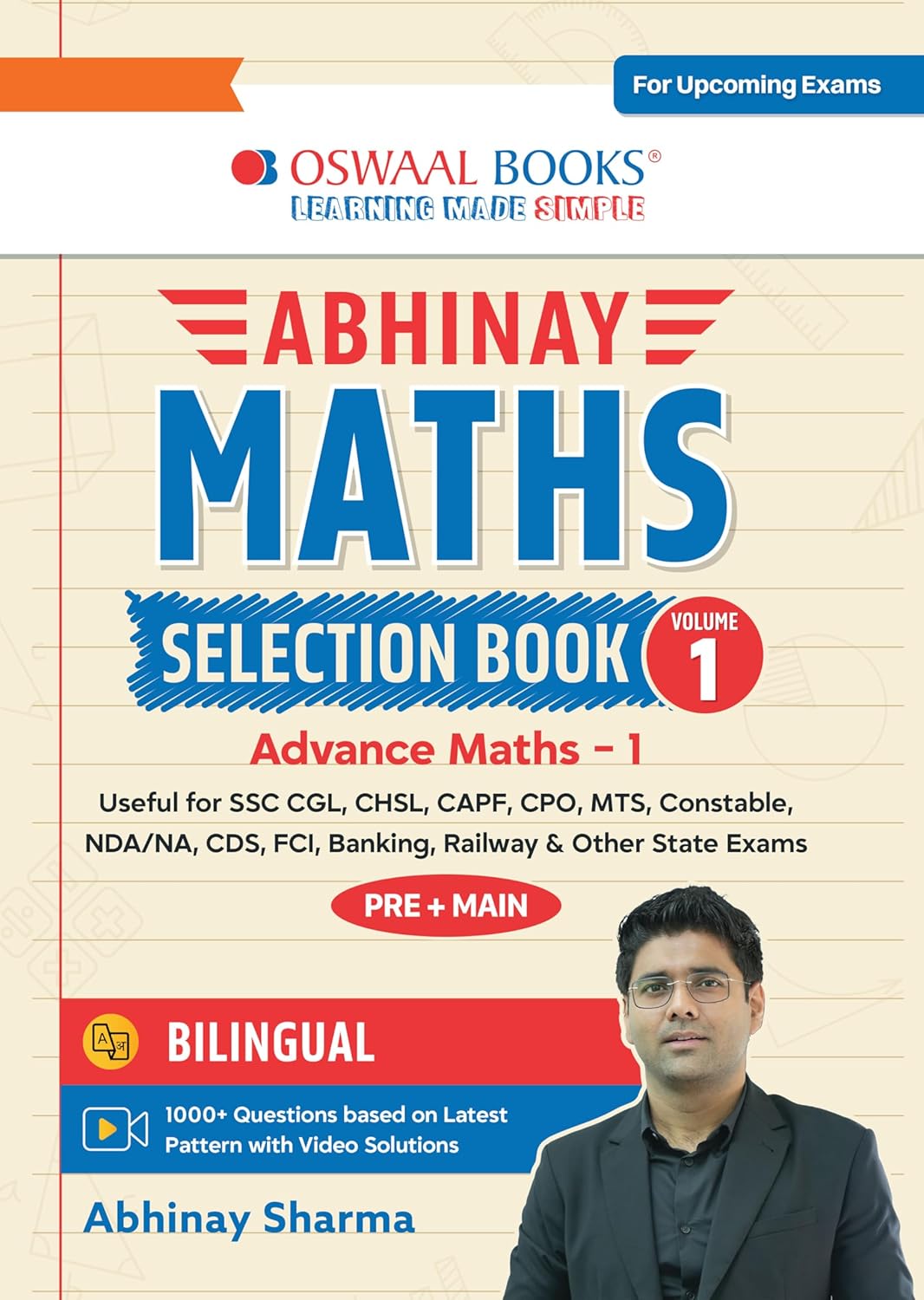 Oswaal Abhinay Maths Selection Book Vol 1 Bilingual Workbook for SSC CGL CHSL CAPF and All Govt Exams Concept Based Qs with Video Solutions Geometry Mensuration Coordinate Geometry For Latest Exam