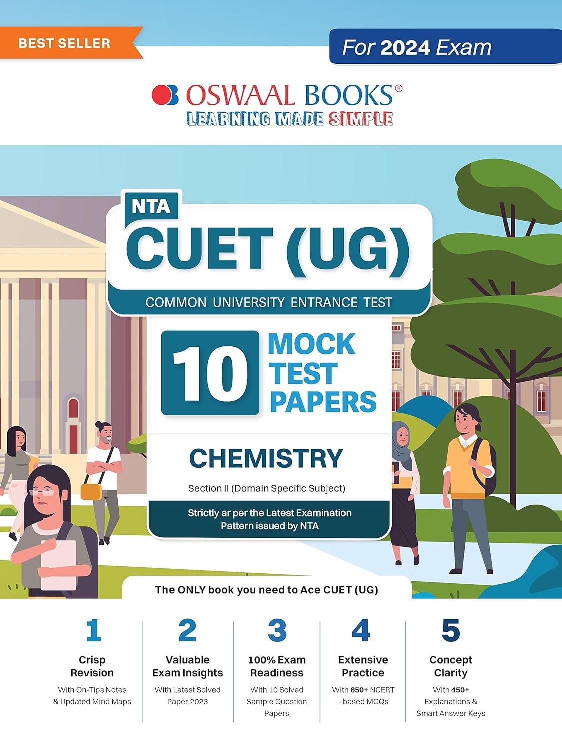 Oswaal NTA CUET UG 2024 Exam Chemistry 10 Practice Sets Section 2 Domain Specific Subject English Medium