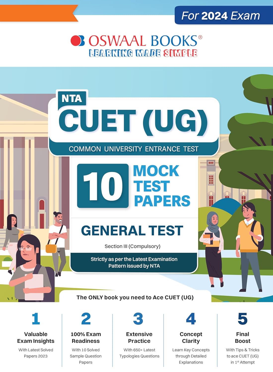 Oswaal NTA CUET UG 2024 Exam General Test 10 Practice Sets Section 3 Compulsory Book English Medium