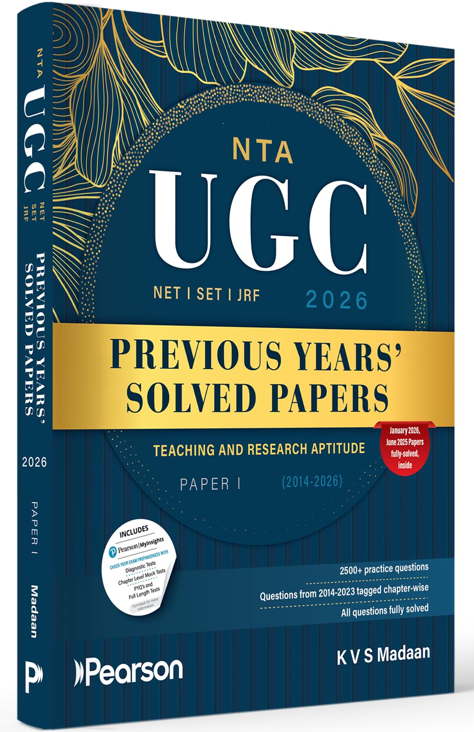 Pearson NTA UGC NET SET JRF 2026 Paper 1 Previous Years Solved Papers 2014 to 2026 Teaching and Research Aptitude January 2026 and June 2025 Solved paper