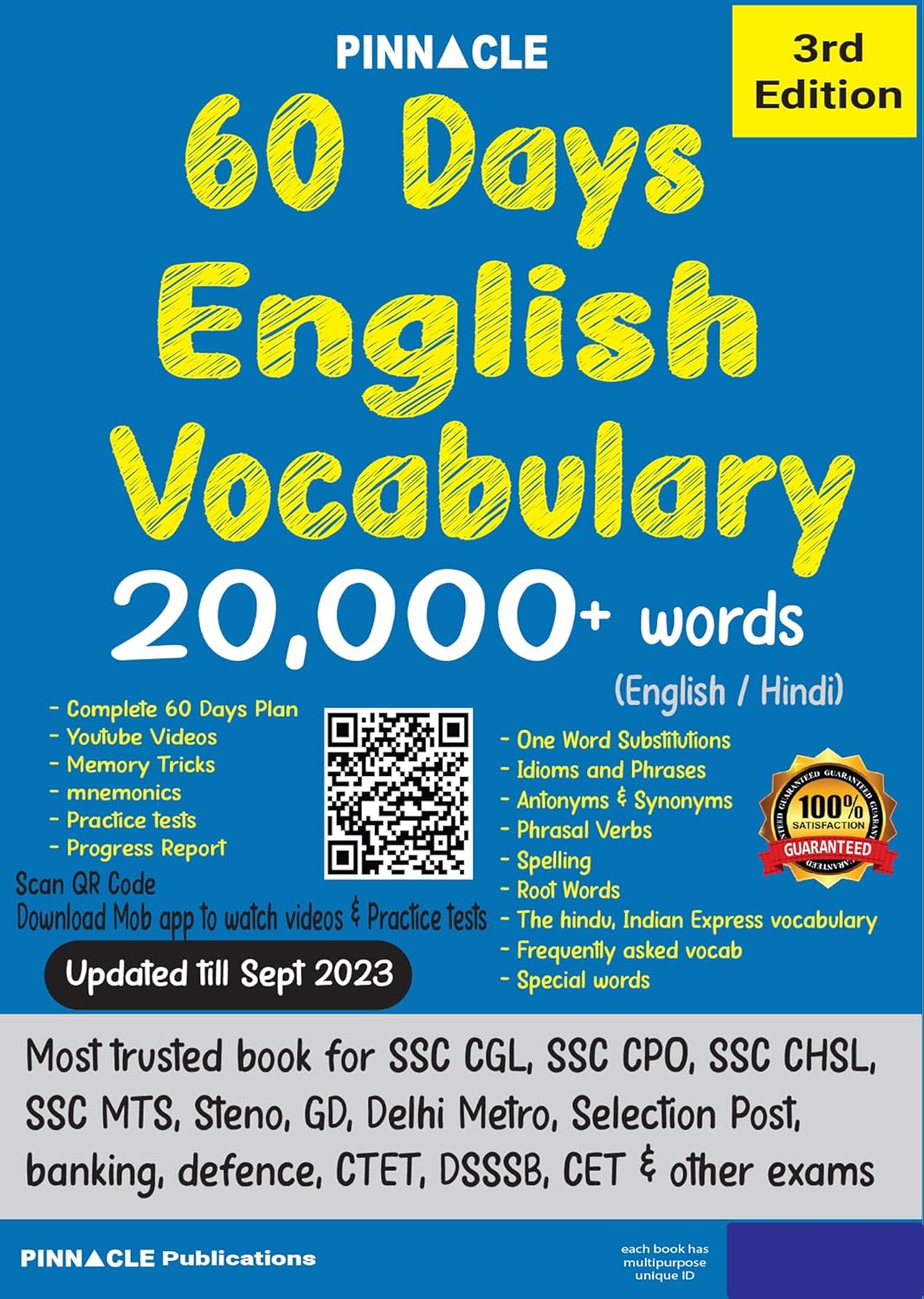 Pinnacle 60 Days English Vocabulary 20000+ Words English Hindi Updated Till September 2023