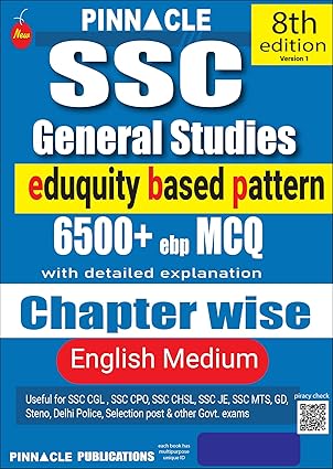 Pinnacle SSC General Studies 6500+ Eduquity Based Pattern Chapterwise With Detailed Explanation 8th Edition English Medium