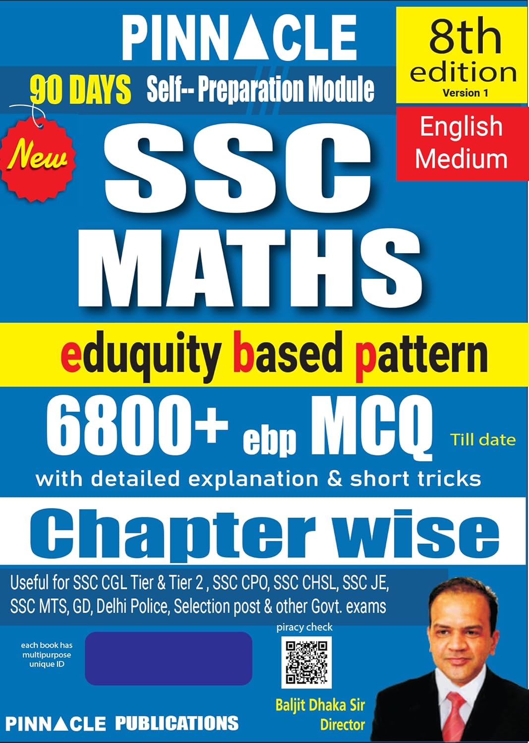 Pinnacle SSC Maths 6800+ Eduquity Based Pattern MCQ 8th Edition Book Chapterwise with Detailed Solutions and Short Tricks English Medium