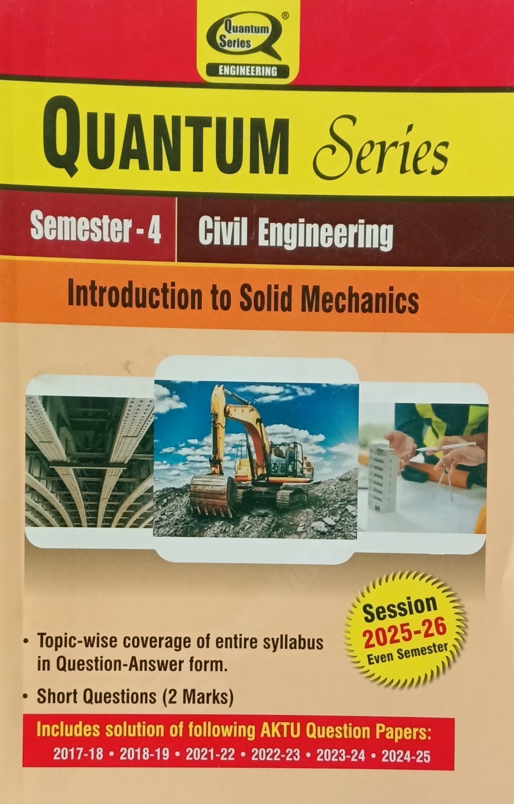 Quantum Series Introduction to Solid Mechanics BCE402 AKTU B.Tech Semester 4 Civil Engineering Session 2025-2026