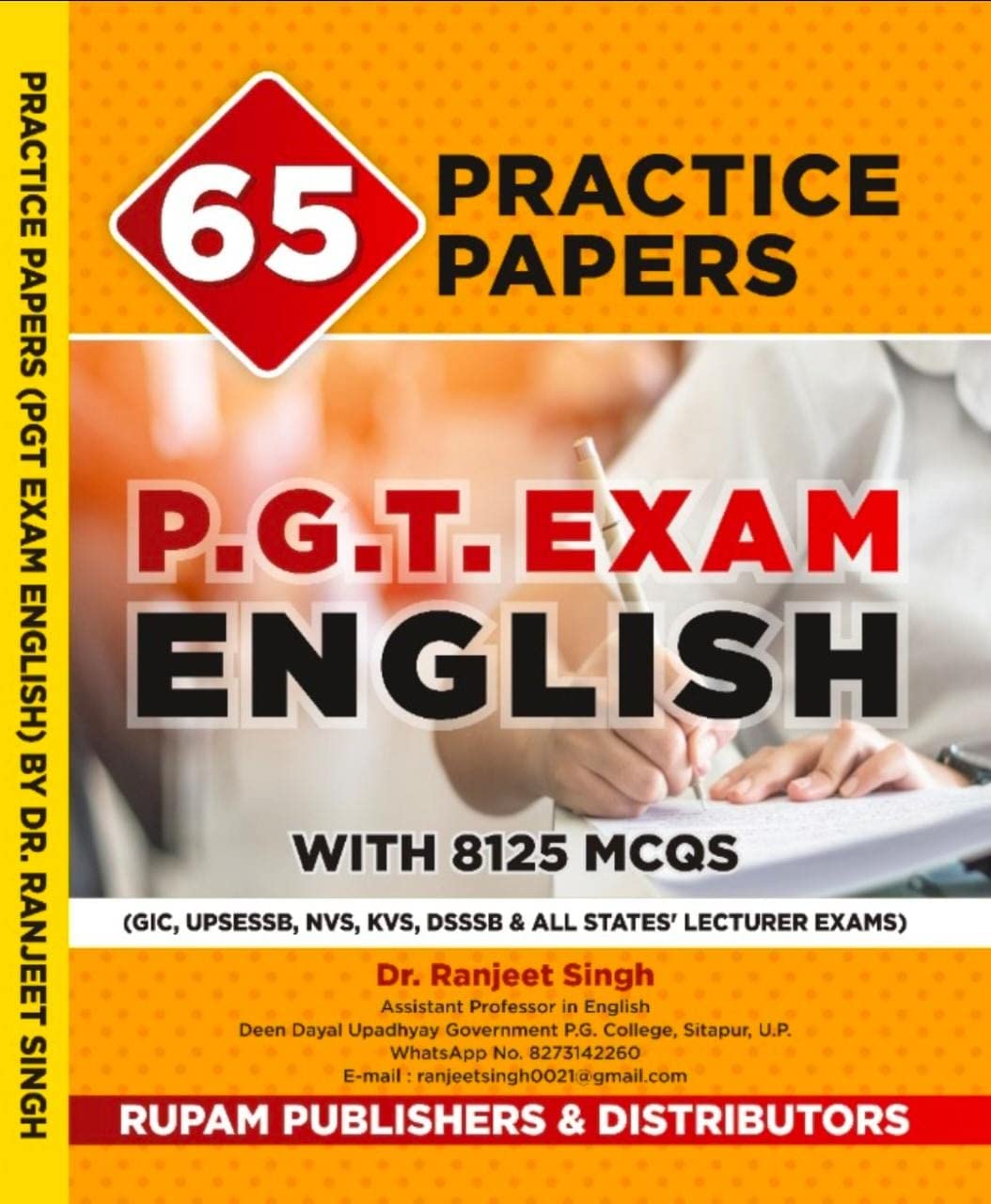 Rupam Publishers 65 Practice Papers PGT Exam English with 8125 MCQs Also Useful for GIC UPSESSB NVS KVS DSSSB and All States Lecturer Exams