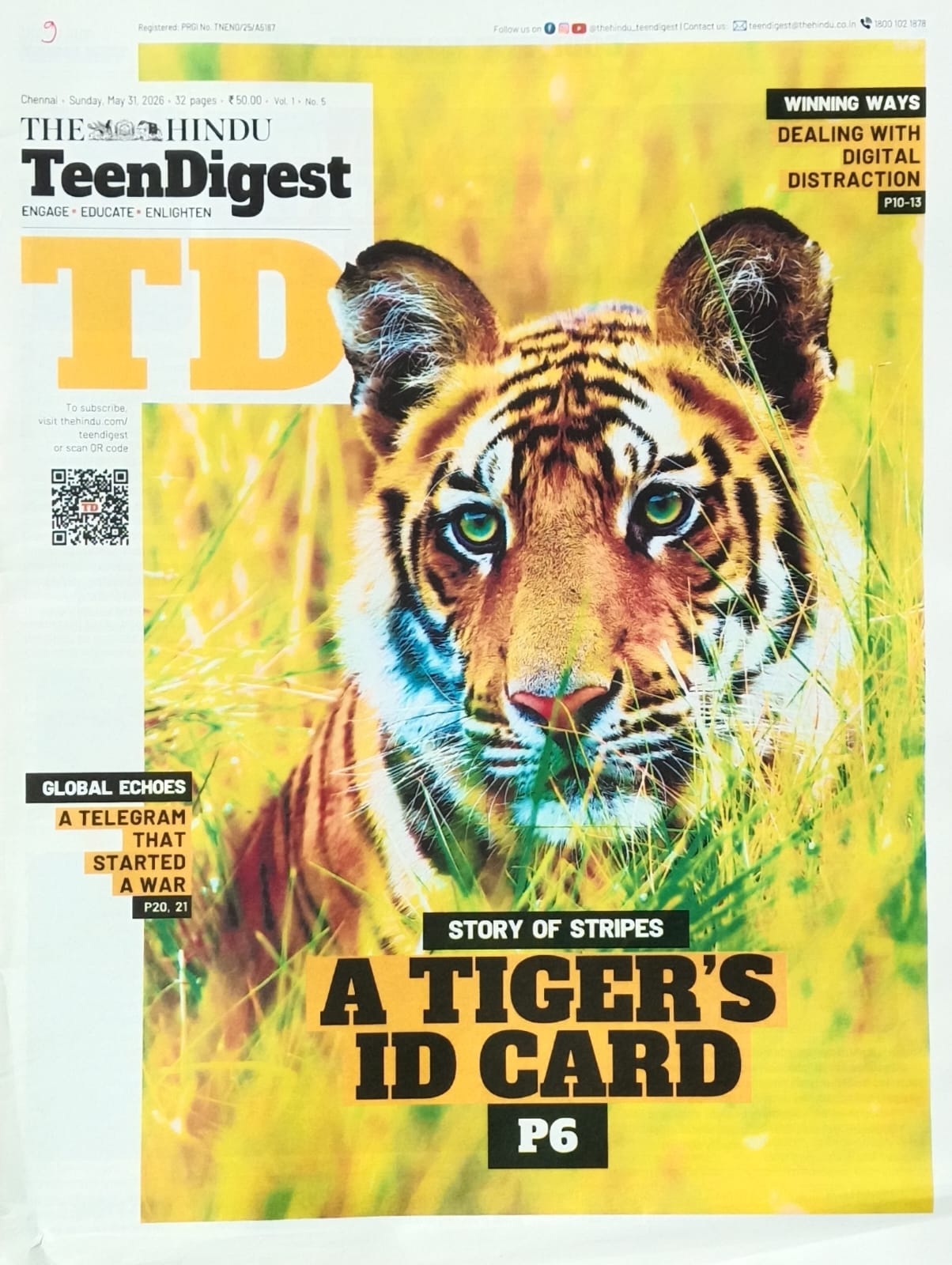 The Hindu Teen Digest Paper 31 May 2026 Vol-1 No5 A Tigers ID Card