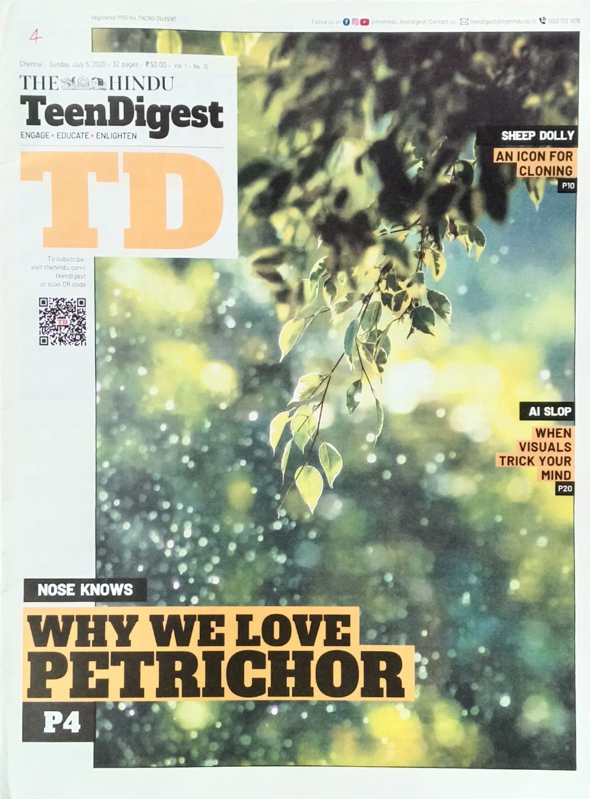 The Hindu Teen Digest Paper 5 July 2026 Vol-1 No10 Why We Love Petrichor