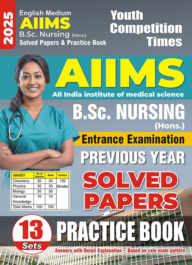 Youth AIIMS BSc Nursing Hons. Solved Papers and Practice Book 13 Sets English Medium
