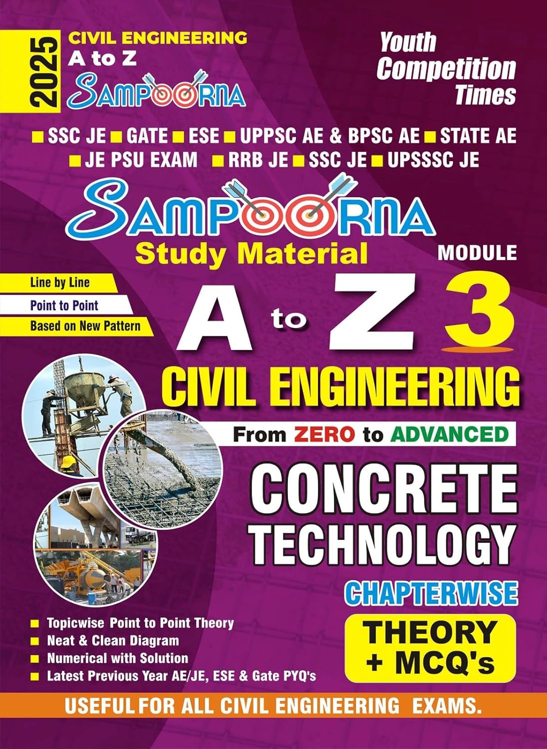 Youth Civil Engineering SAMPOORNA A to Z Module 3 Concrete Technology Chapterwise Theory and MCQs In English Useful For All Civil Engineering Exams
