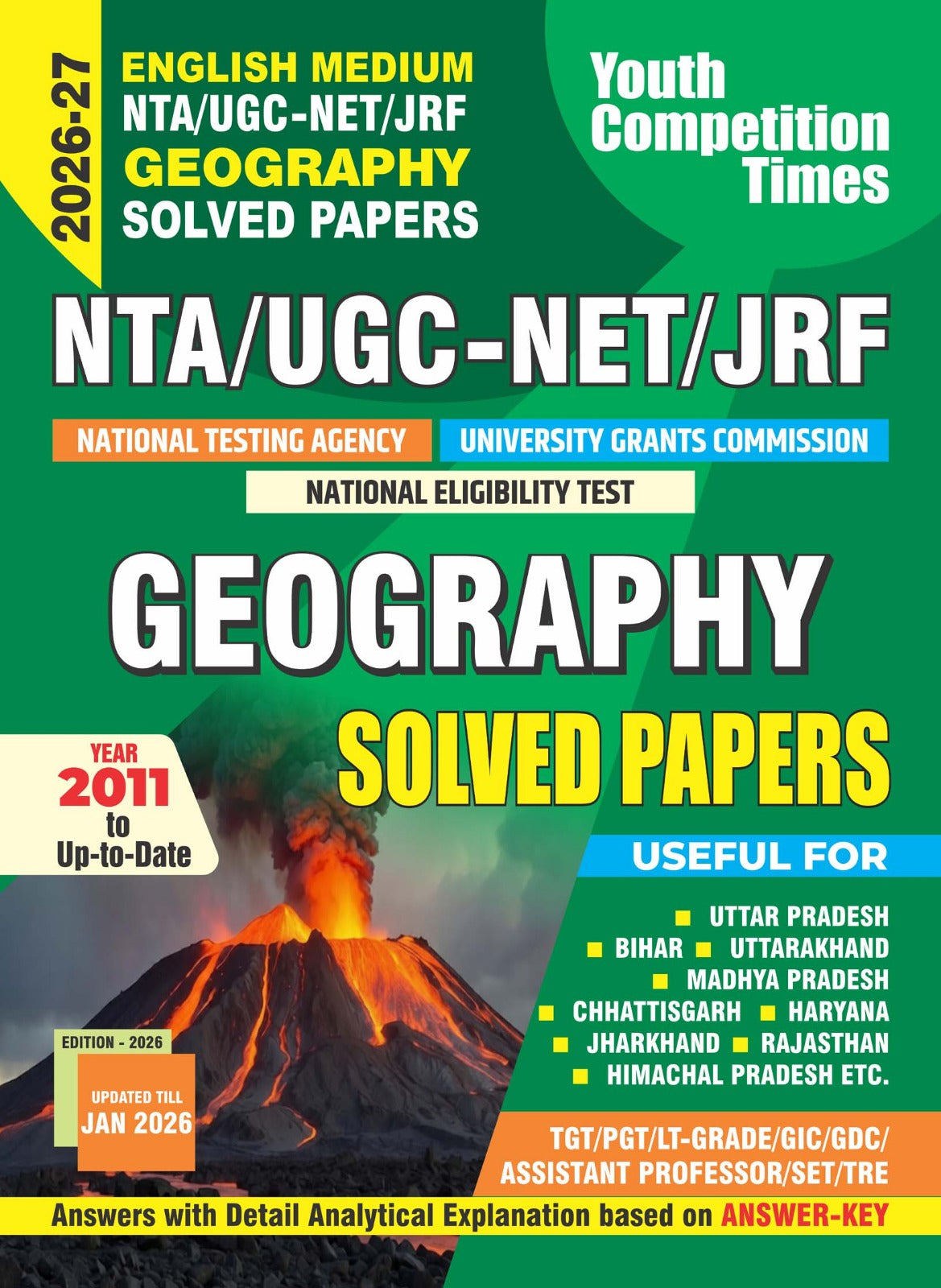 Youth NTA UGC NET JRF 2026 2027 Geography Solved Papers Year 2011 to Up to Date 2026 English Medium