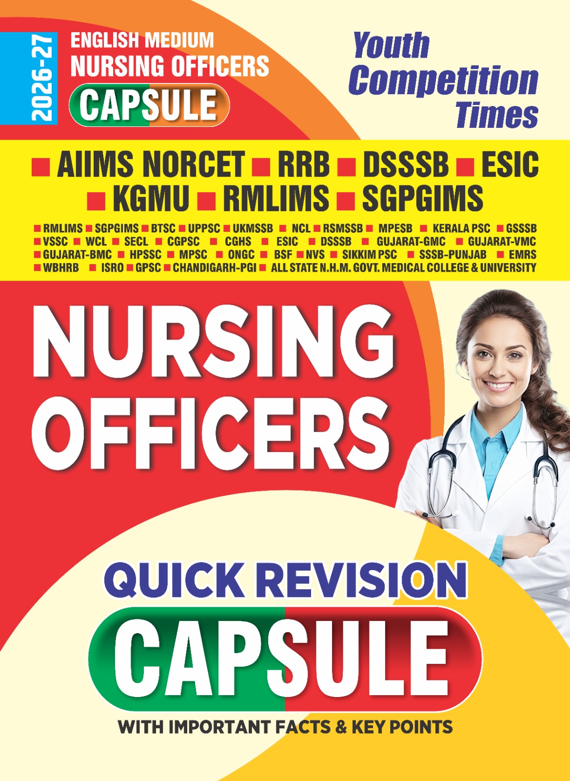 Youth Nursing Officers Quick Revision Capsule 2026 2027 AIIMS NORCET RRB DSSSB ESIC KGMU RMLIMS SGPGIMS English Medium